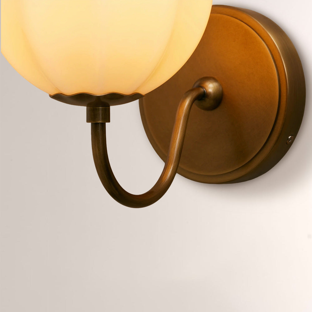 Maren Gooseneck Ribbed Opal Glass Wall Sconce