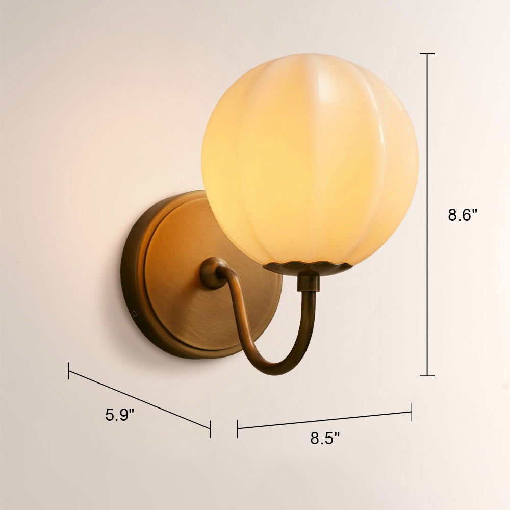 Maren Gooseneck Ribbed Opal Glass Wall Sconce