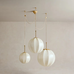 Maren Multi-Globe Ribbed Opal Glass Chandelier