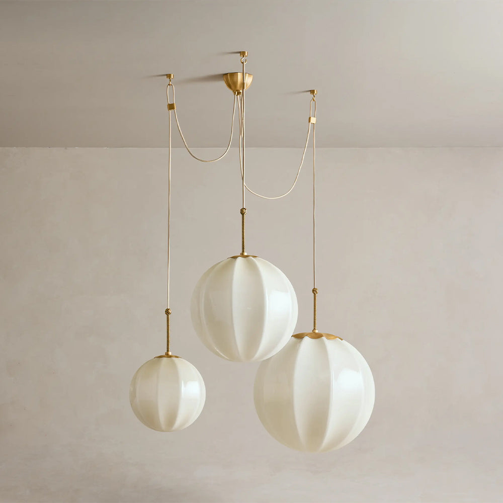 Maren Multi-Globe Ribbed Opal Glass Chandelier