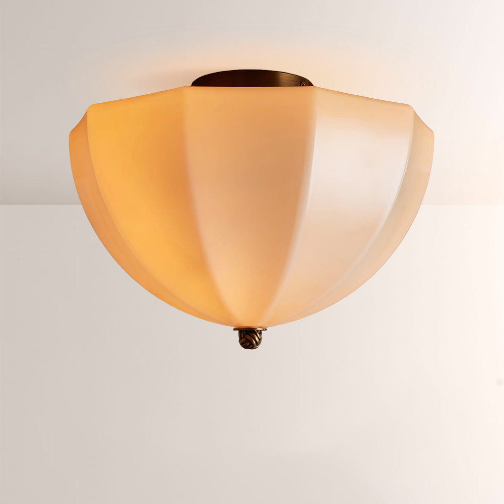 Maren Ribbed Opal Glass Flush Mount Ceiling Light 15.2"W