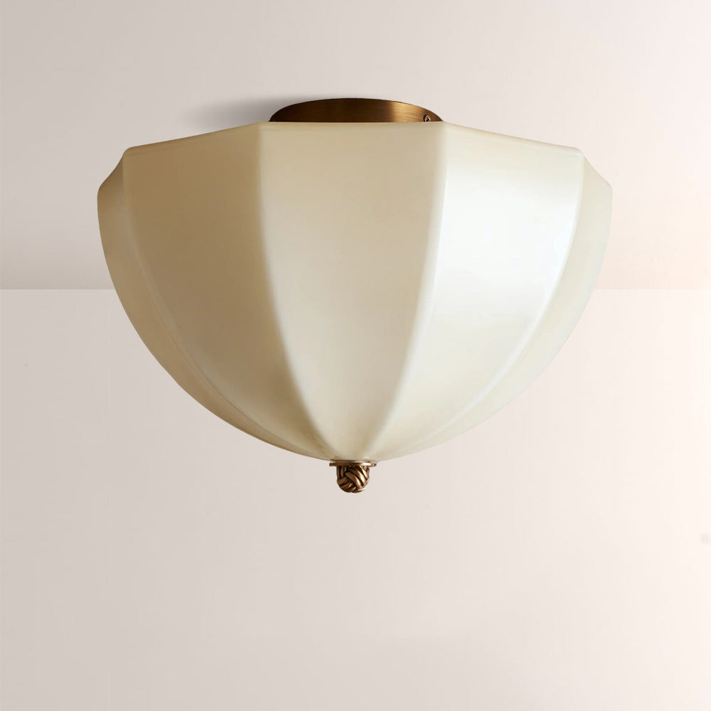Maren Ribbed Opal Glass Flush Mount Ceiling Light 15.2"W