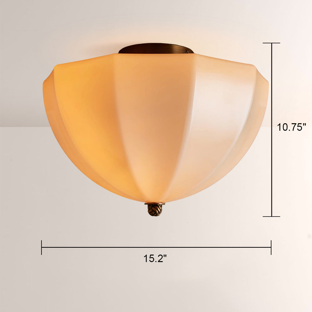 Maren Ribbed Opal Glass Flush Mount Ceiling Light 15.2"W