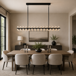 Avelune LED Rectangular Crystal Chandelier 54”W