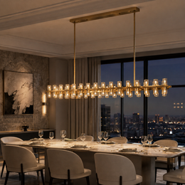 Avelune LED Rectangular Crystal Chandelier 72”W