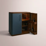 Brevan Bar Cabinet — WALNUT & NAVY