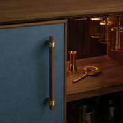 Brevan Bar Cabinet — WALNUT & NAVY