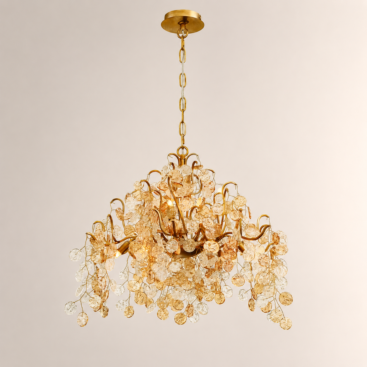 Briony 11 Lights Gold Floral Glass Chandelier 33"W