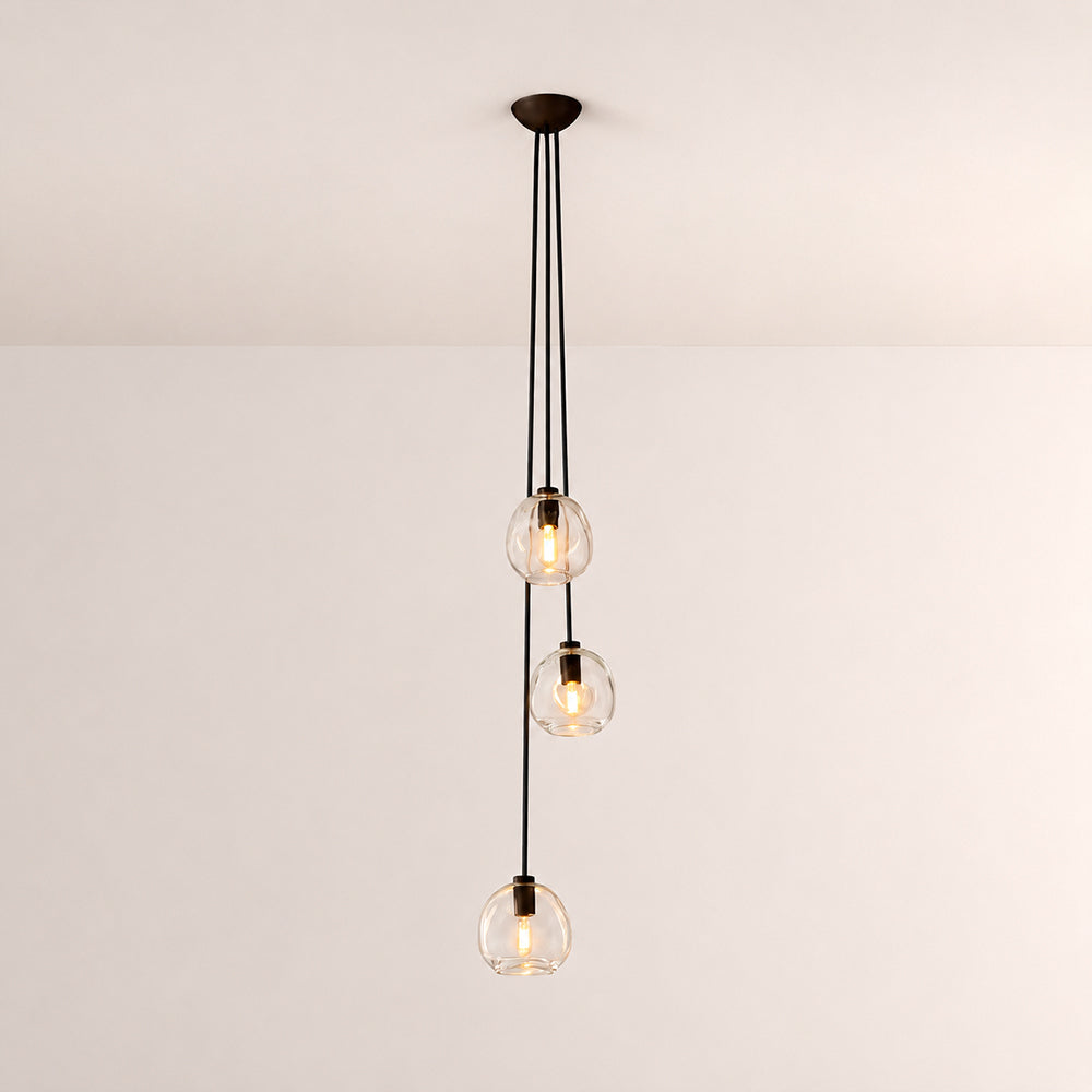 Elowen Organic Clear Bubble Glass Cascade Pendant