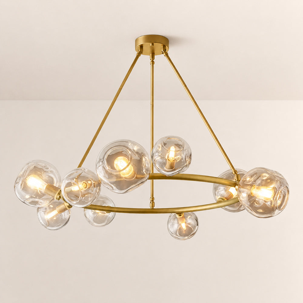 Elowen Organic Clear Bubble Glass Ring Round Chandelier