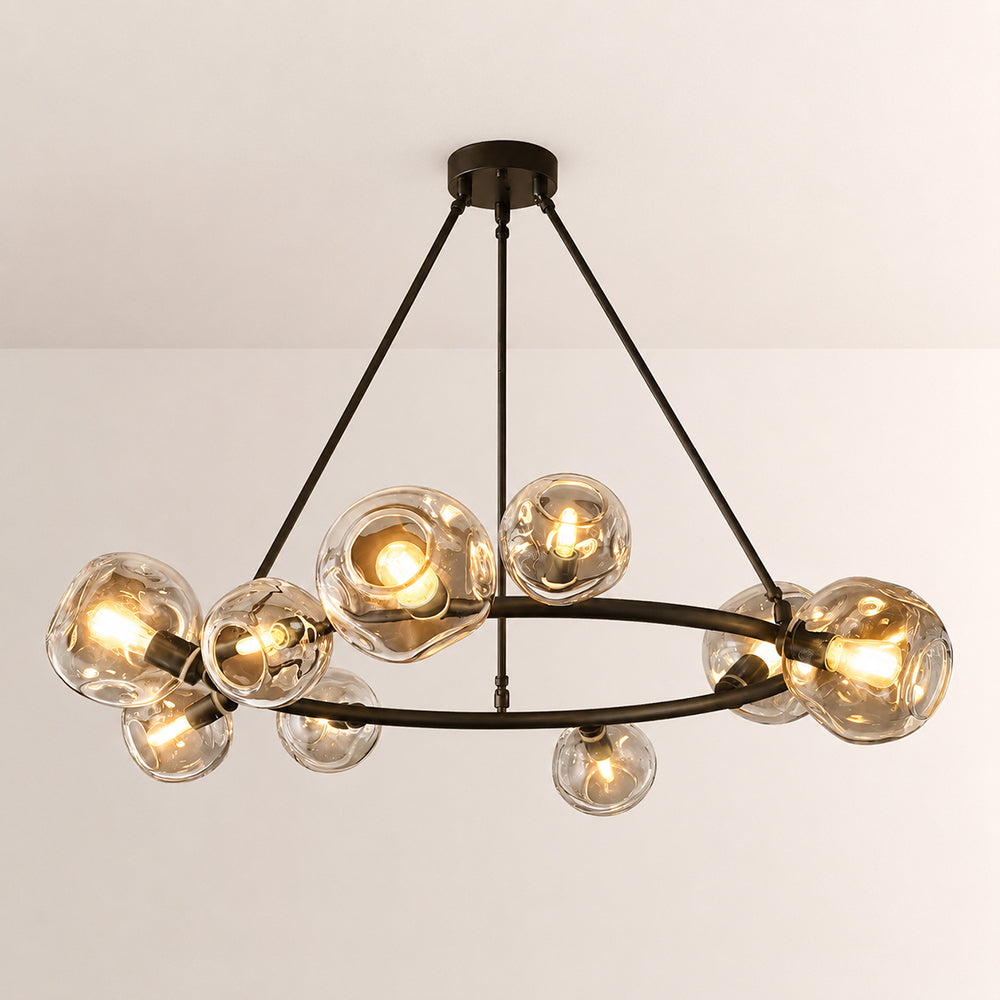 Elowen Organic Clear Bubble Glass Ring Round Chandelier