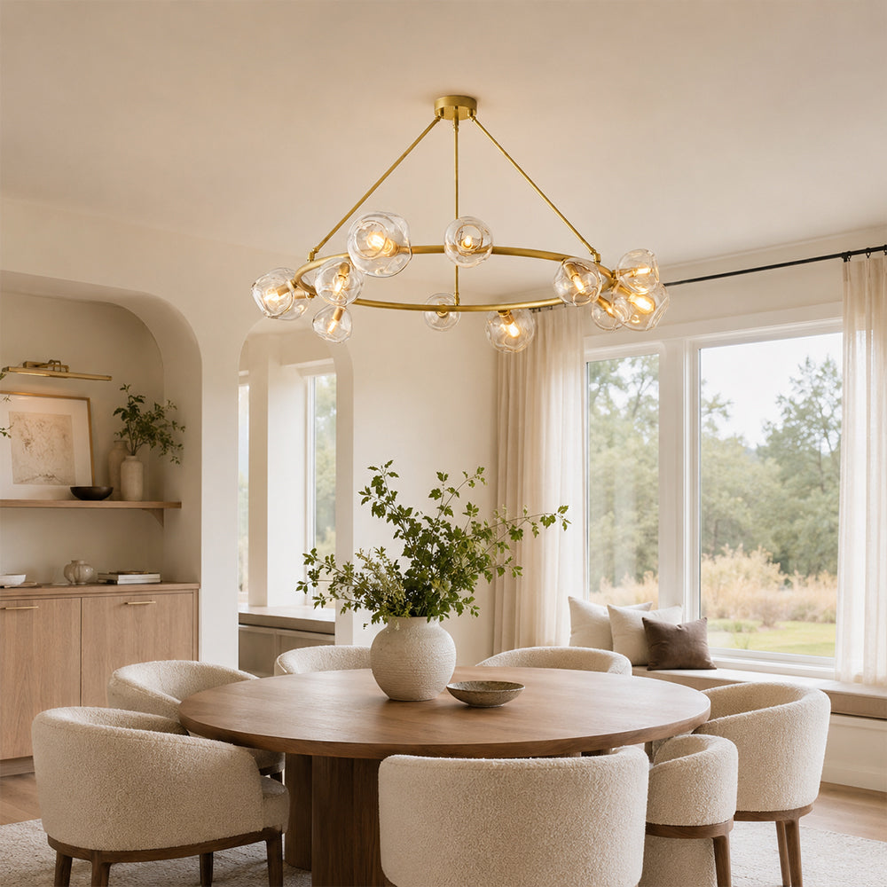 Elowen Organic Clear Bubble Glass Ring Round Chandelier