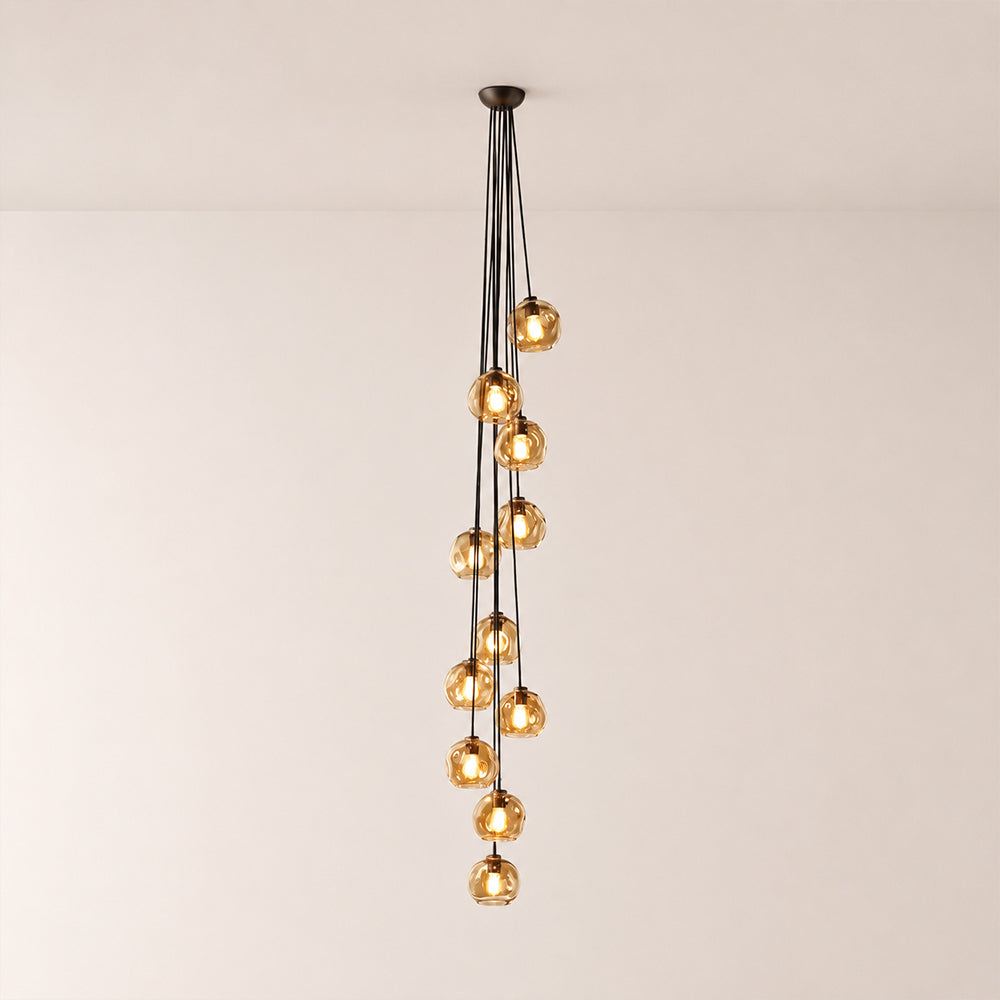 Elowen Organic Smoke Bubble Glass Cascade Pendant