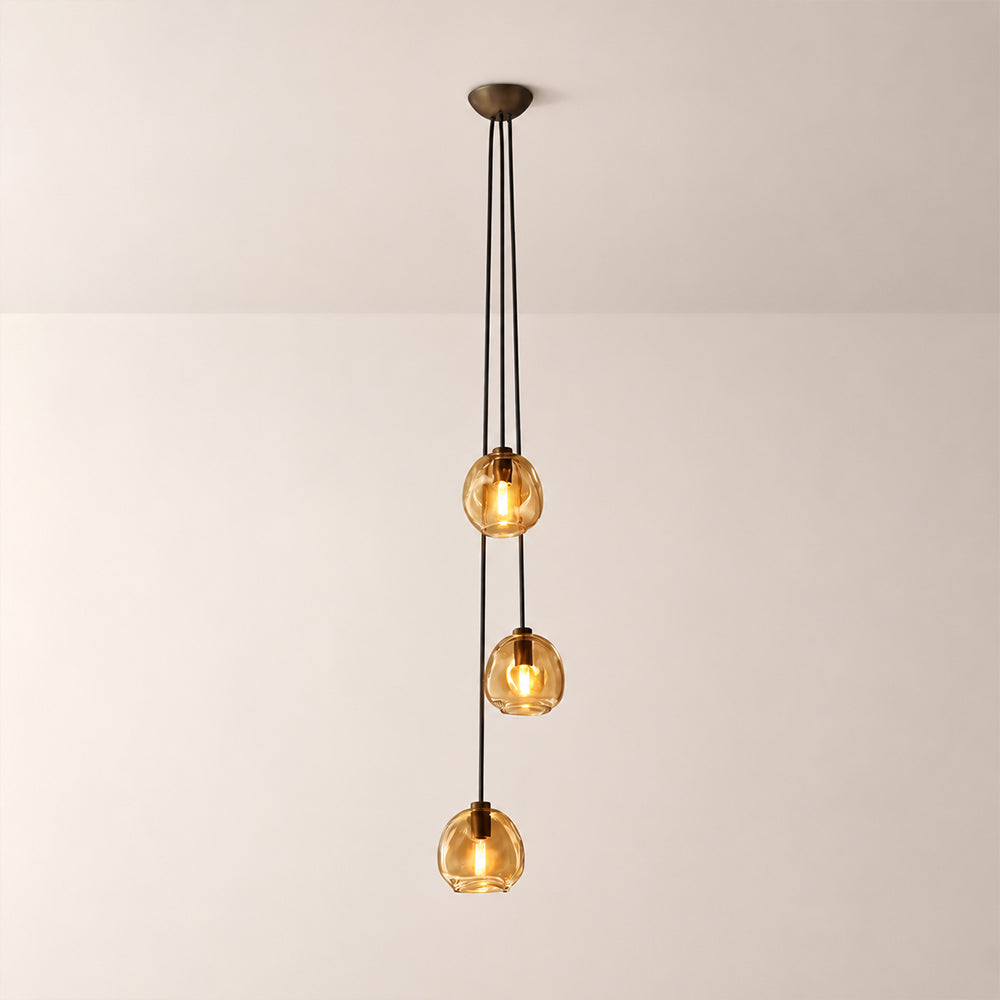 Elowen Organic Smoke Bubble Glass Cascade Pendant