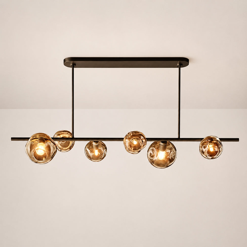 Elowen Organic Smoke Bubble Glass Linear Chandelier