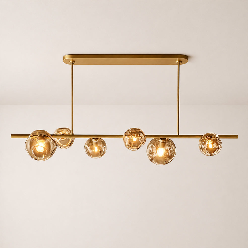 Elowen Organic Smoke Bubble Glass Linear Chandelier