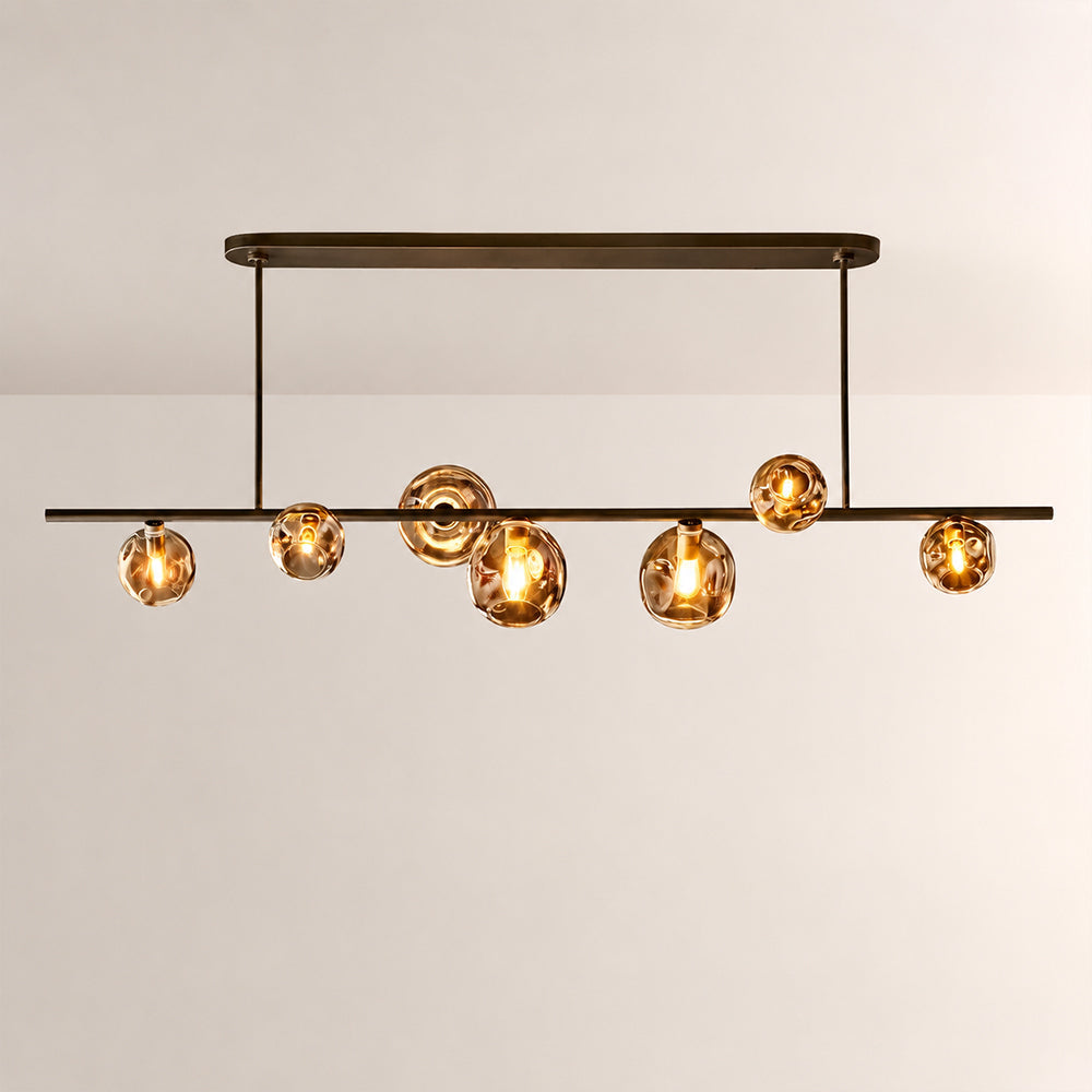 Elowen Organic Smoke Bubble Glass Linear Chandelier