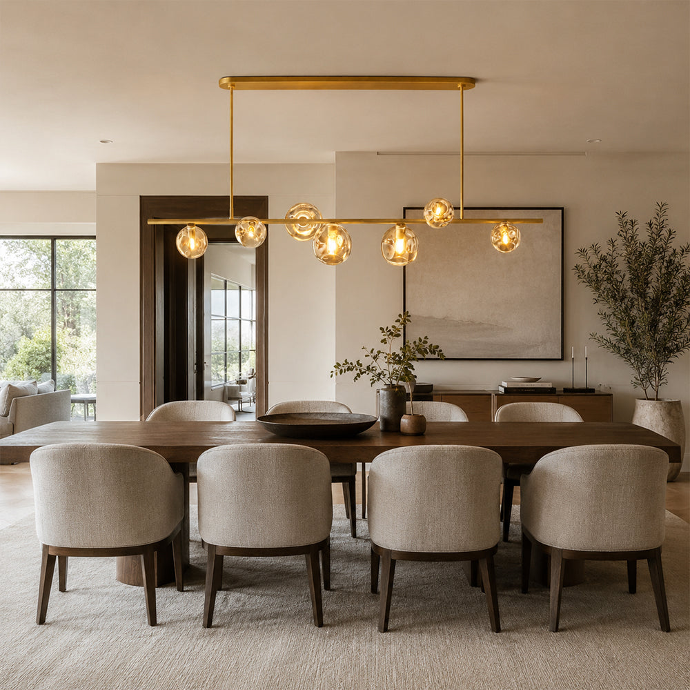 Elowen Organic Smoke Bubble Glass Linear Chandelier