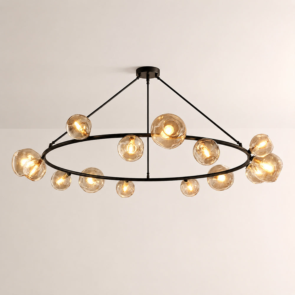 Elowen Organic smoke Bubble Glass Ring Round Chandelier