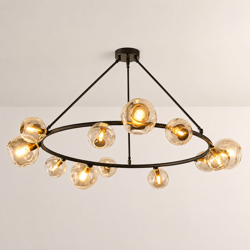 Elowen Organic smoke Bubble Glass Ring Round Chandelier