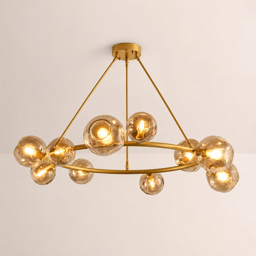 Elowen Organic smoke Bubble Glass Ring Round Chandelier