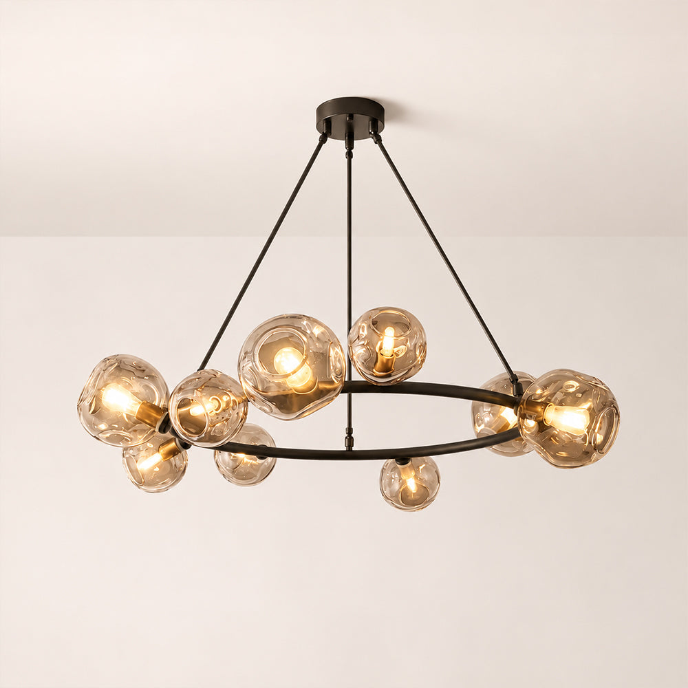 Elowen Organic smoke Bubble Glass Ring Round Chandelier