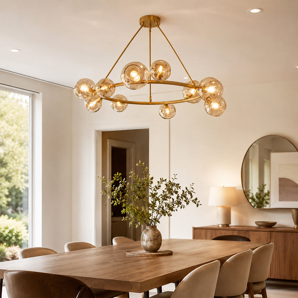 Elowen Organic smoke Bubble Glass Ring Round Chandelier