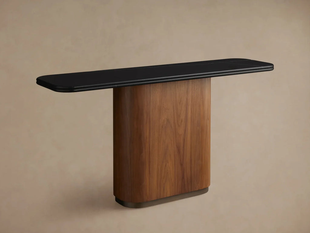 Caden Console Table in Wood and Stone Modern Design  60“W 72”W