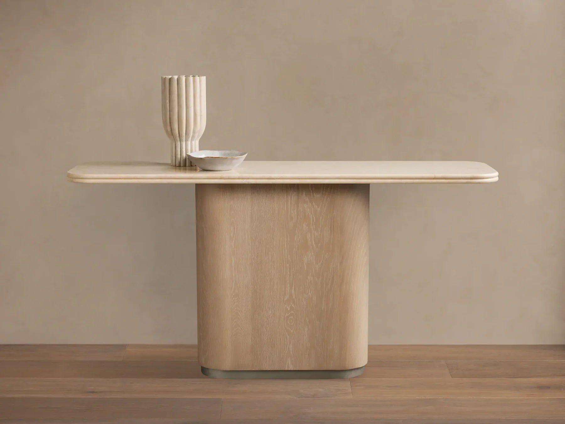 Caden Console Table in Wood and Stone Modern Design  60“W 72”W