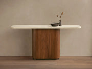 Caden Console Table in Wood and Stone Modern Design  60“W 72”W