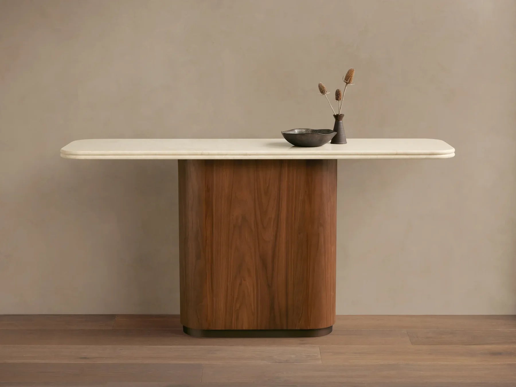 Caden Console Table in Wood and Stone Modern Design  60“W 72”W