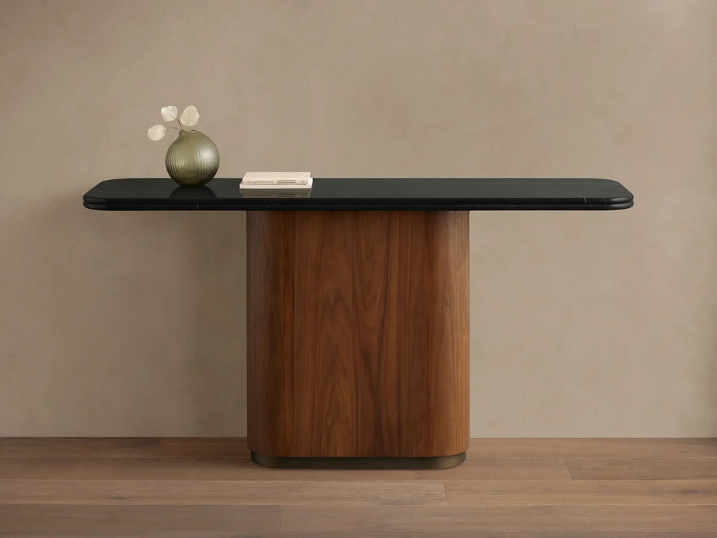Caden Console Table in Wood and Stone Modern Design  60“W 72”W