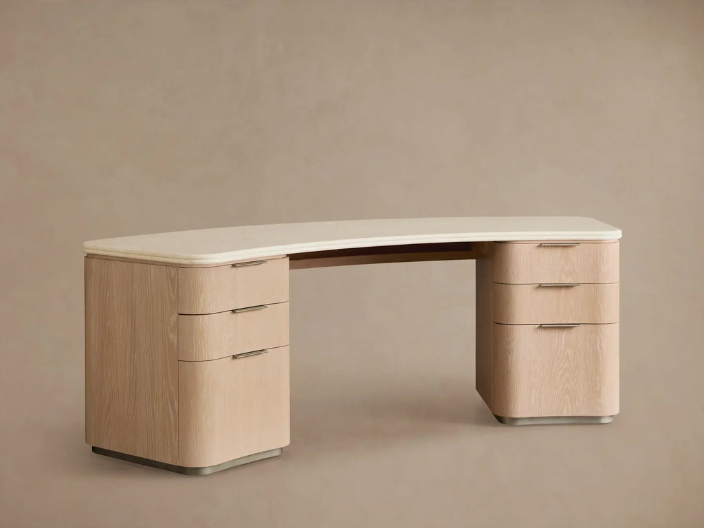 Caden Executive Desk with Storage and Marble 84”W