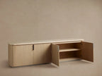 Caden Media Console with Marble Stone Top 80“W 95”W