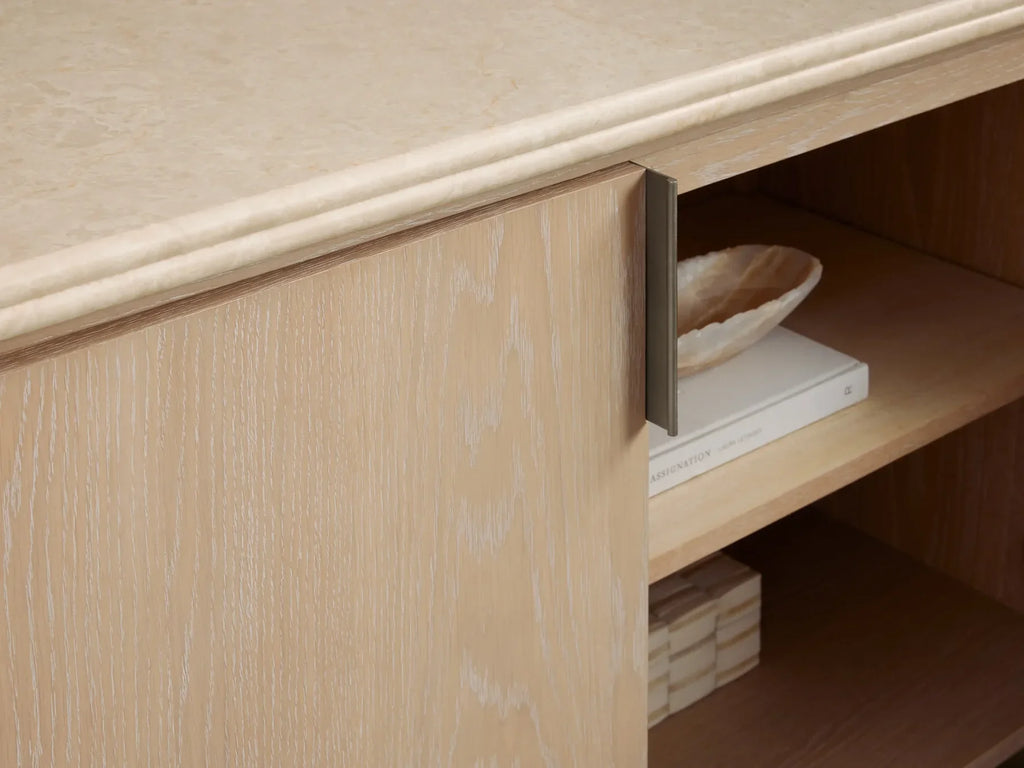 Caden Media Console with Marble Stone Top 80“W 95”W