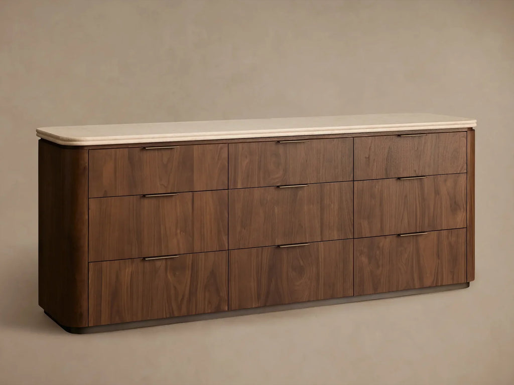 Caden Nine Drawer Dresser with Stone Top 84“W