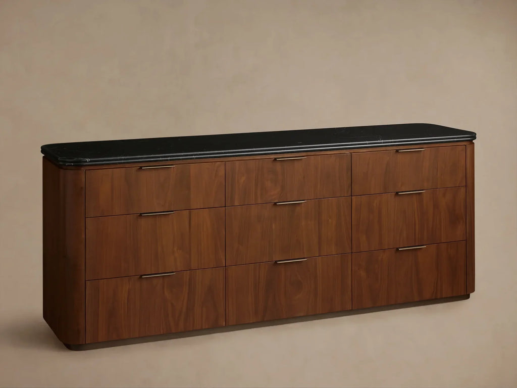 Caden Nine Drawer Dresser with Stone Top 84“W