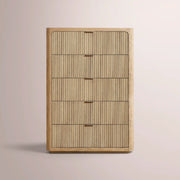 Camora Tall Drawer Dresser — GREIGE OAK / 5-NARROW