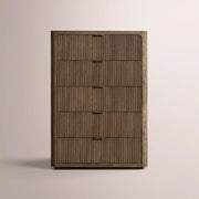 Camora Tall Drawer Dresser — BROWN OAK / 5-NARROW