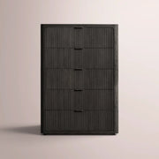 Camora Tall Drawer Dresser — BLACK OAK / 5-NARROW
