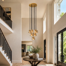 Celestine Clear Crystal Glass Round Cluster Chandelier 14