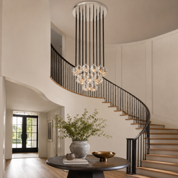 Celestine Clear Crystal Glass Round Cluster Chandelier 24