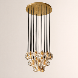 Celestine Clear Crystal Glass Round Cluster Chandelier 24
