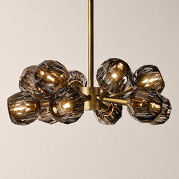 Celestine Smoke Crystal Glass Round Chandelier 24