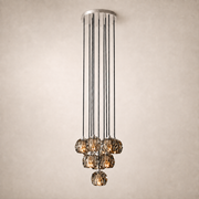 Celestine Smoke Crystal Glass Round Cluster Chandelier 14