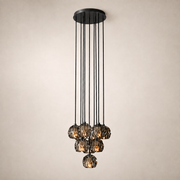 Celestine Smoke Crystal Glass Round Cluster Chandelier 14