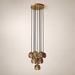 Celestine Smoke Crystal Glass Round Cluster Chandelier 14