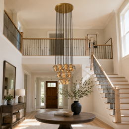 Celestine Smoke Crystal Glass Round Cluster Chandelier 19