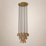 Celestine Smoke Crystal Glass Round Cluster Chandelier 19