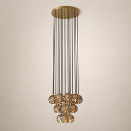 Celestine Smoke Crystal Glass Round Cluster Chandelier 19